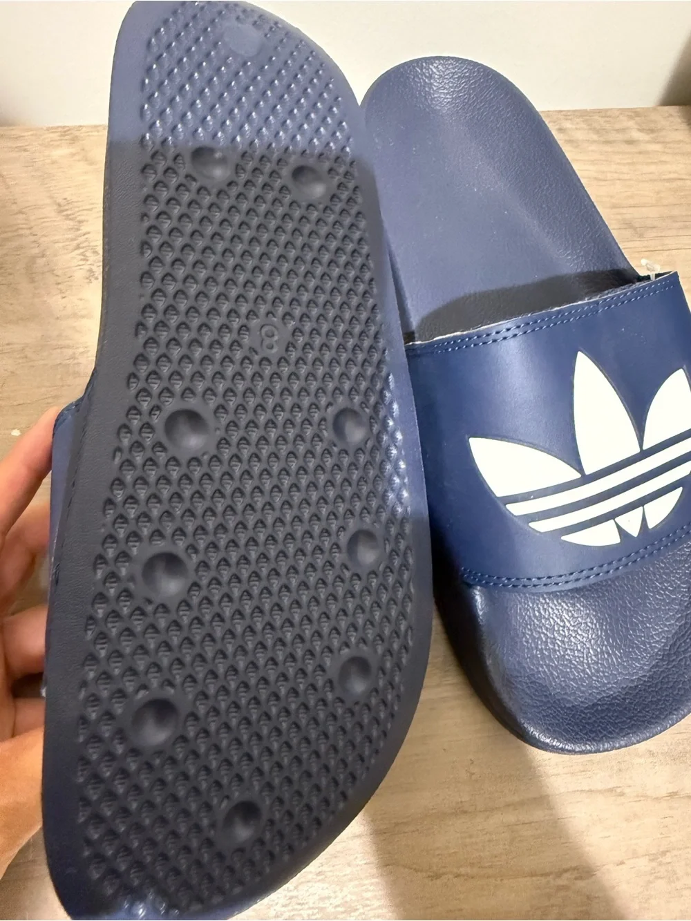 Adidas Navy Blue Trefoil Slide Sandals